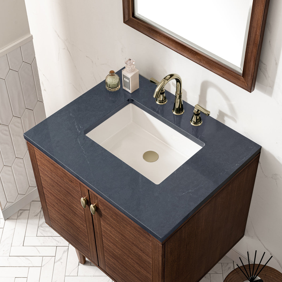 Amberly 30" Single Vanity Cabinet, Mid-Century Walnut