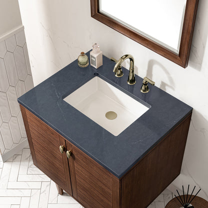 Amberly 30" Single Vanity Cabinet, Mid-Century Walnut
