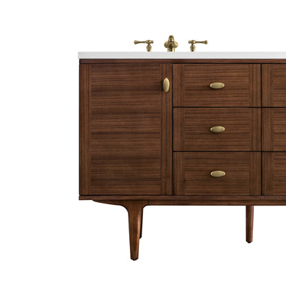 Amberly 60" Double Vanity Cabinet, Mid-Century Walnut