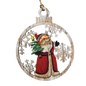 Wooden Ornament - Cheerful Santa with Christmas Tree