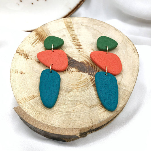 Autumn Trio Handmade Polymer Clay Earrings - Stylish Anti Allergic | Gift Shop & Gift Wrapping | Kitchen + Metal