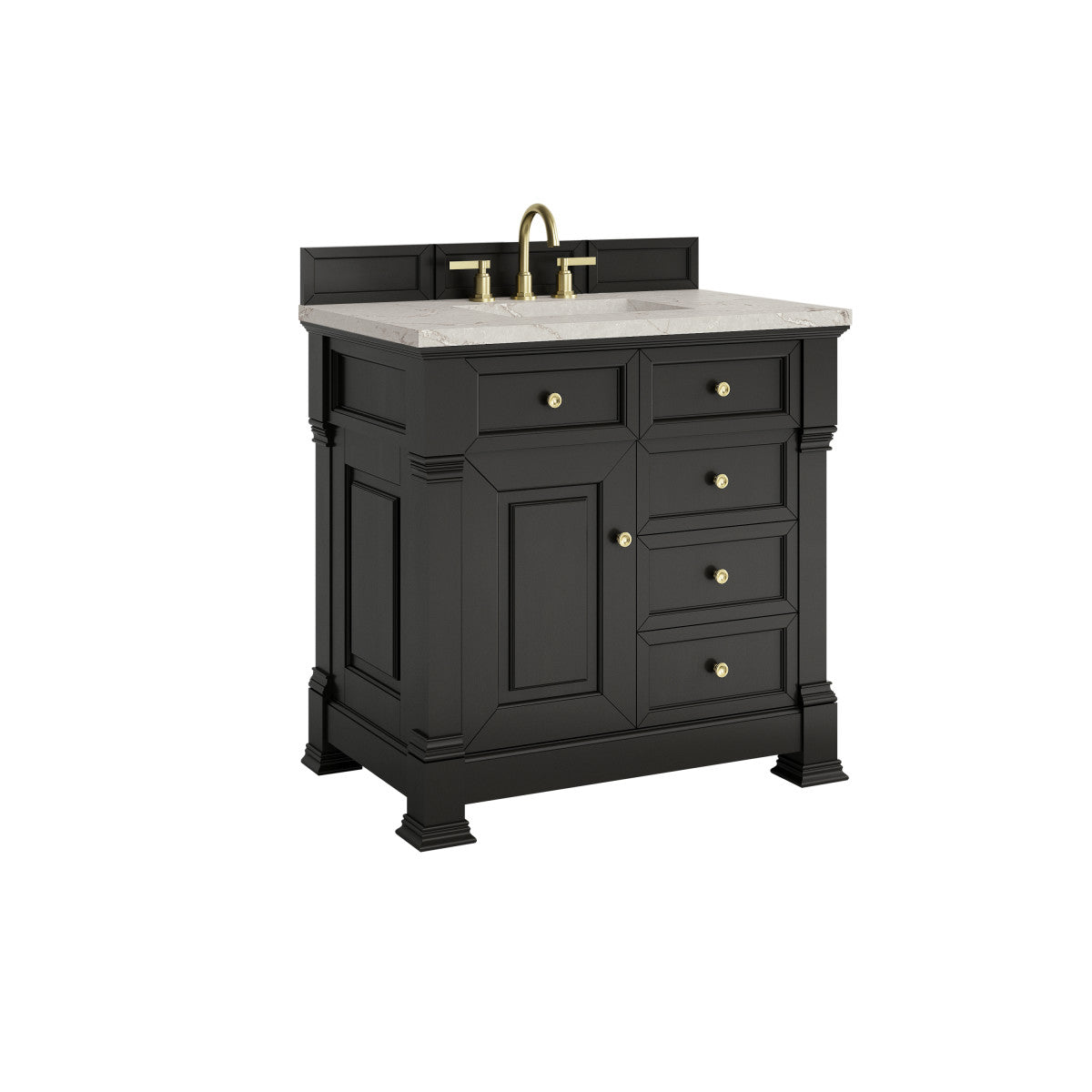 James Martin 547-V36 Brookfield 36” Single Vanity – Black Onyx / Honey Oak / Pearl Charcoal