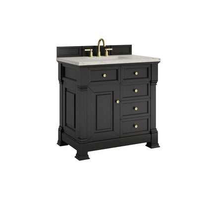 James Martin 547-V36 Brookfield 36” Single Vanity – Black Onyx / Honey Oak / Pearl Charcoal