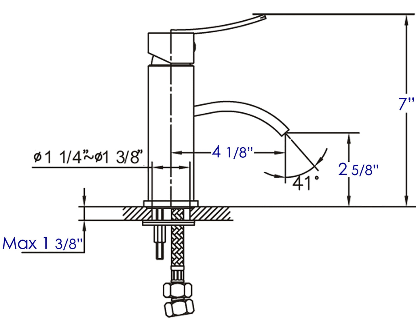 ALFI brand AB1258 Square Body Curved Spout Single Lever Bathroom Faucet