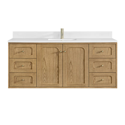 Laurent 60" Single Vanity, Light Natural Oak