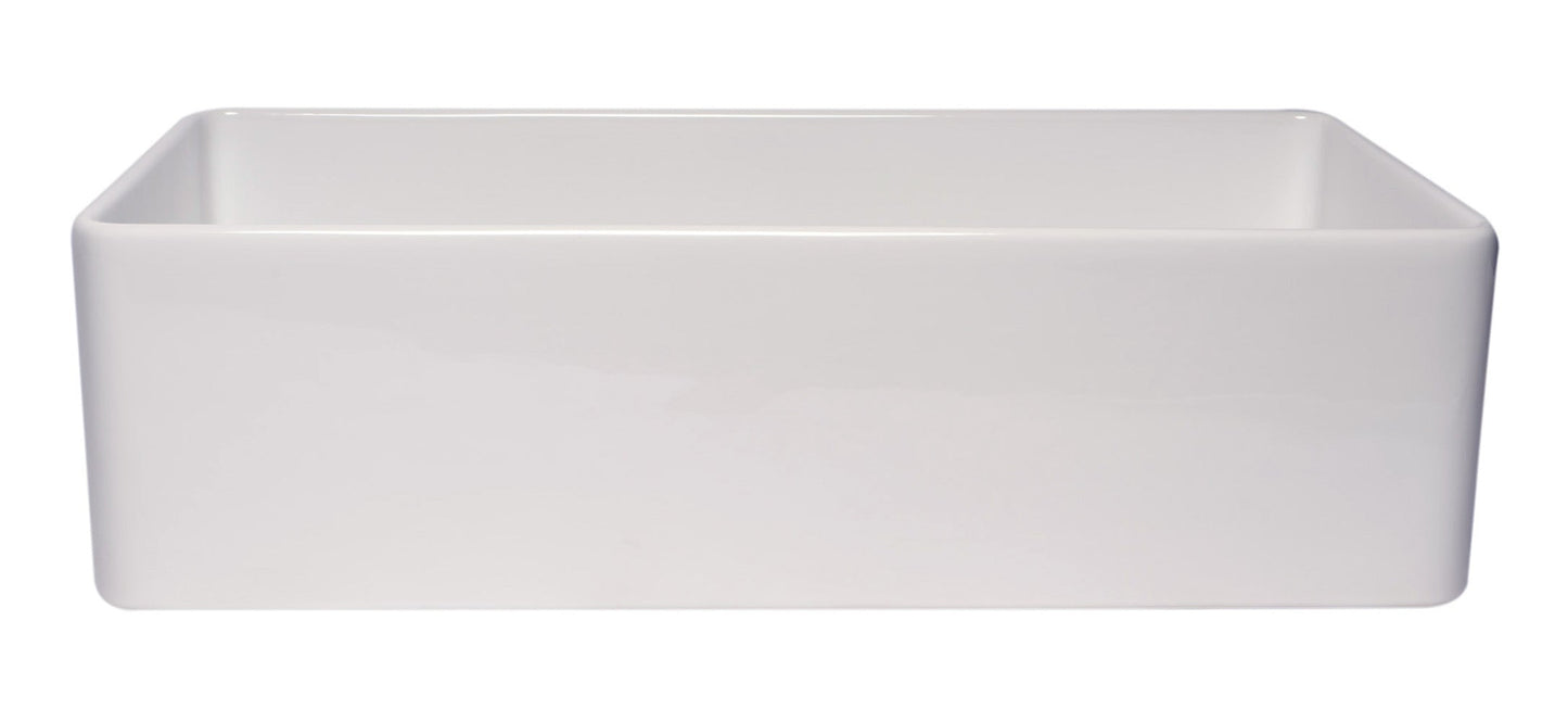 ALFI brand ABF3618 Smooth Apron 36" x 18" Single Bowl Fireclay Farm Sink