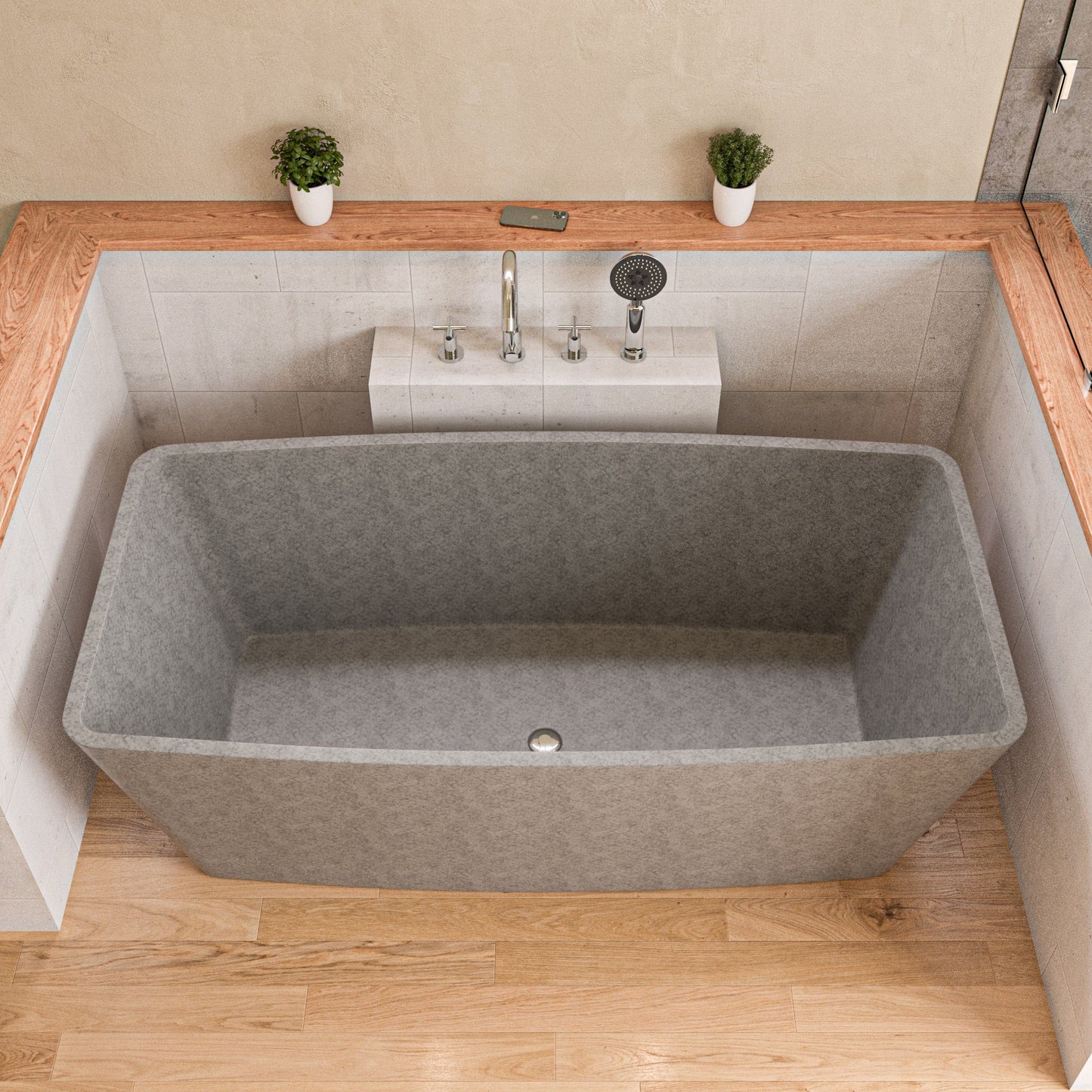 ALFI brand  ABCO71TUB 71" Solid Concrete Rectangular Freestanding Bathtub