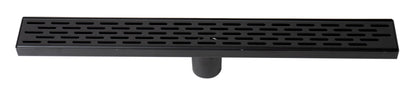 ALFI brand ABLD24C ABLD24C-BM 24" Black Matte Stainless Steel Linear Shower Drain with Groove Holes