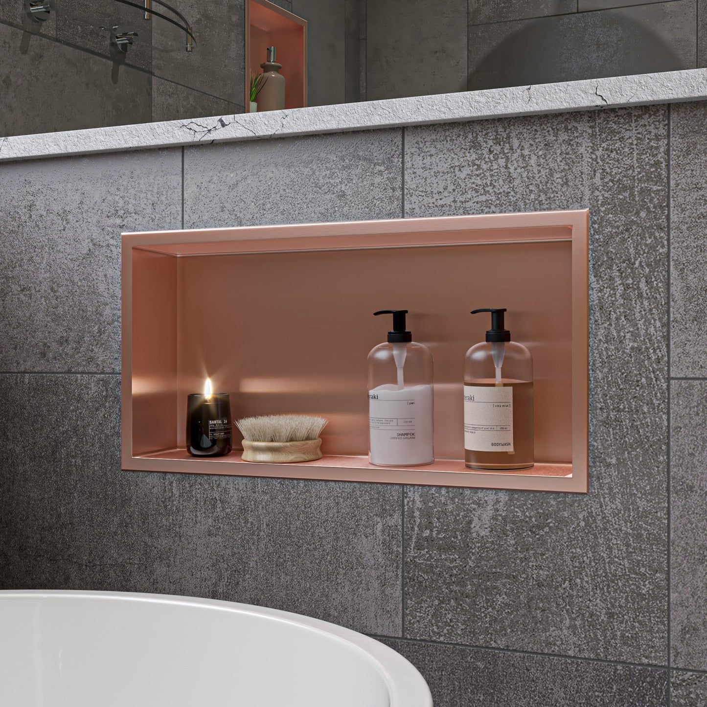 ALFI brand ABNP2412 24" x 12" Stainless Steel Horizontal Single Shelf Shower Niche