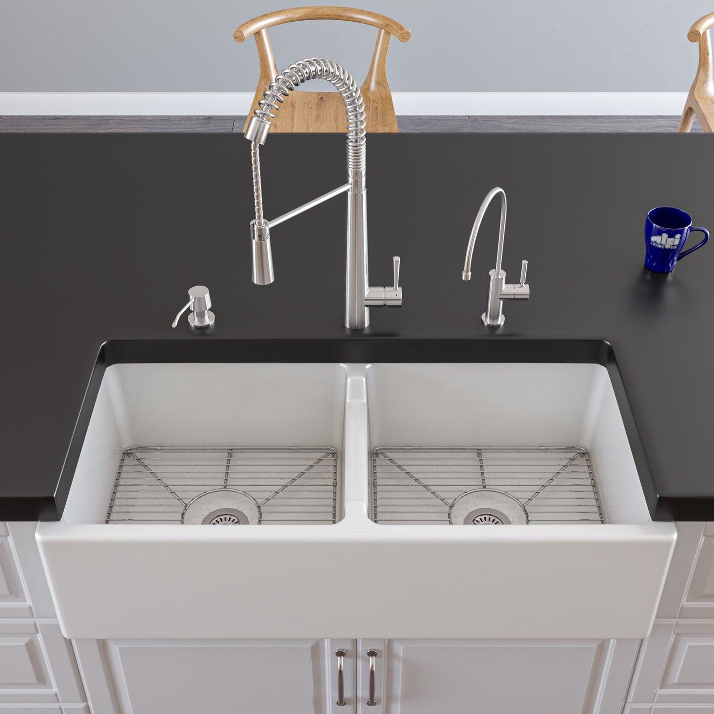 ALFI brand  AB2039 Solid Stainless Steel Commercial Spring Kitchen Faucet