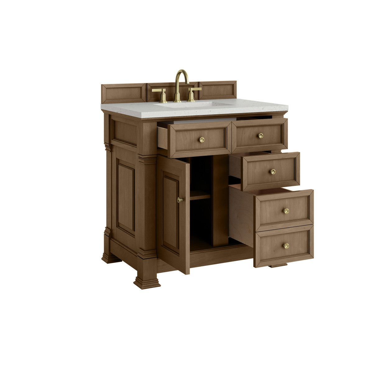 James Martin 547-V36 Brookfield 36” Single Vanity – Black Onyx / Honey Oak / Pearl Charcoal