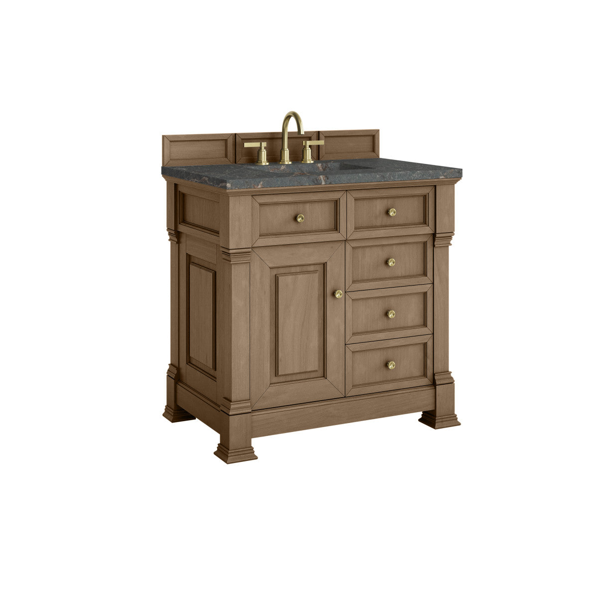 James Martin 547-V36 Brookfield 36” Single Vanity – Black Onyx / Honey Oak / Pearl Charcoal