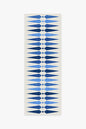 Yoga mat with blue geometric pattern on a white background