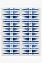 Rug with blue geometric pattern on a white background