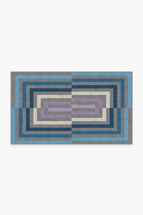 Rectangular rug with striped pattern on a white background