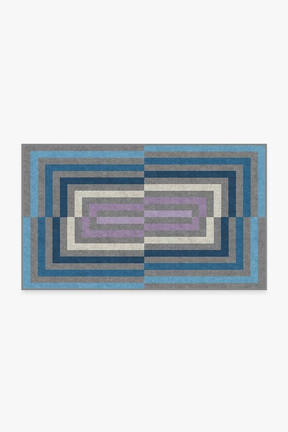 Rectangular rug with striped pattern on a white background