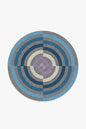 Round rug with concentric circle pattern on a white background