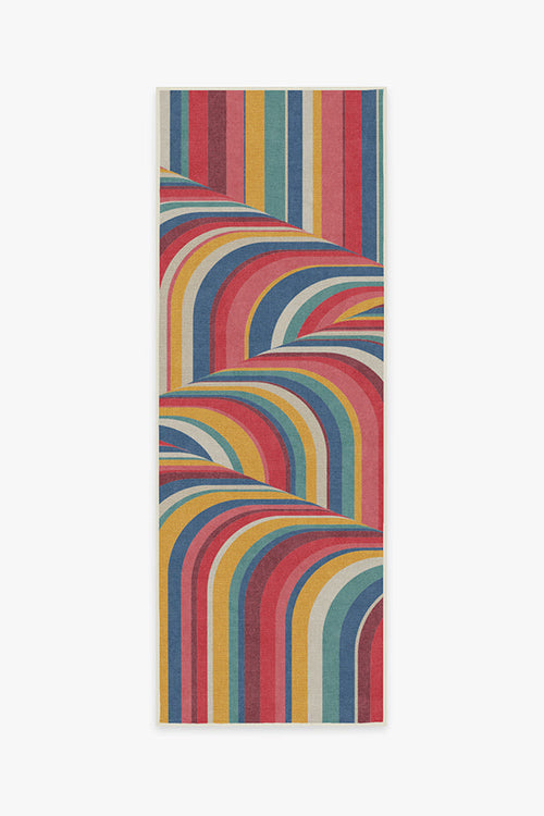 Colorful wavy patterned mat on a white background