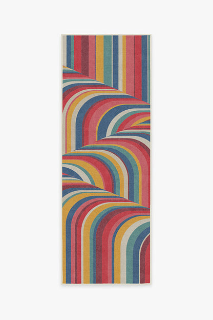 Colorful wavy patterned mat on a white background