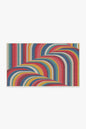 Rectangular mat with colorful wavy pattern on a white background