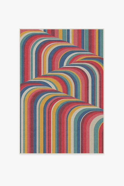 Multicolored striped pattern on a white background