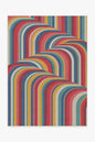 Multicolored striped pattern on a white background