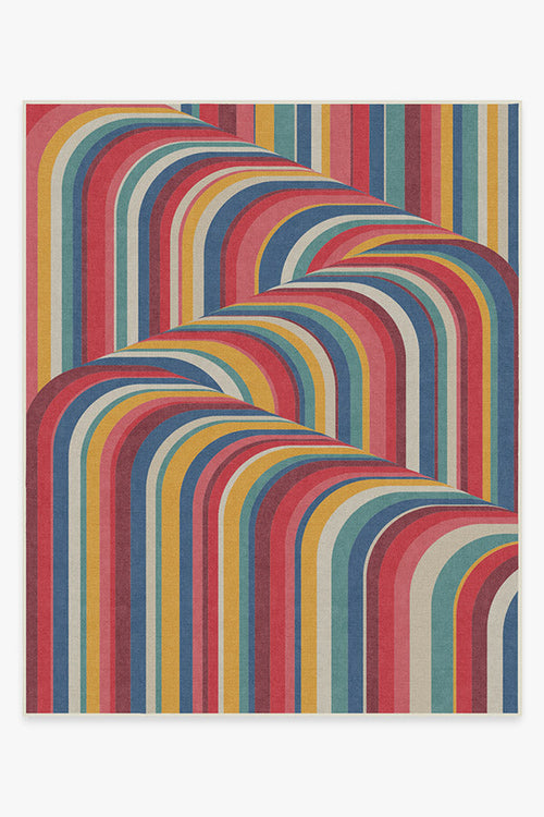 Multicolored striped pattern on a white background