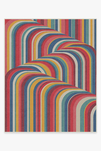 Multicolored striped pattern on a white background