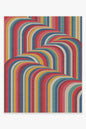 Multicolored striped pattern on a white background