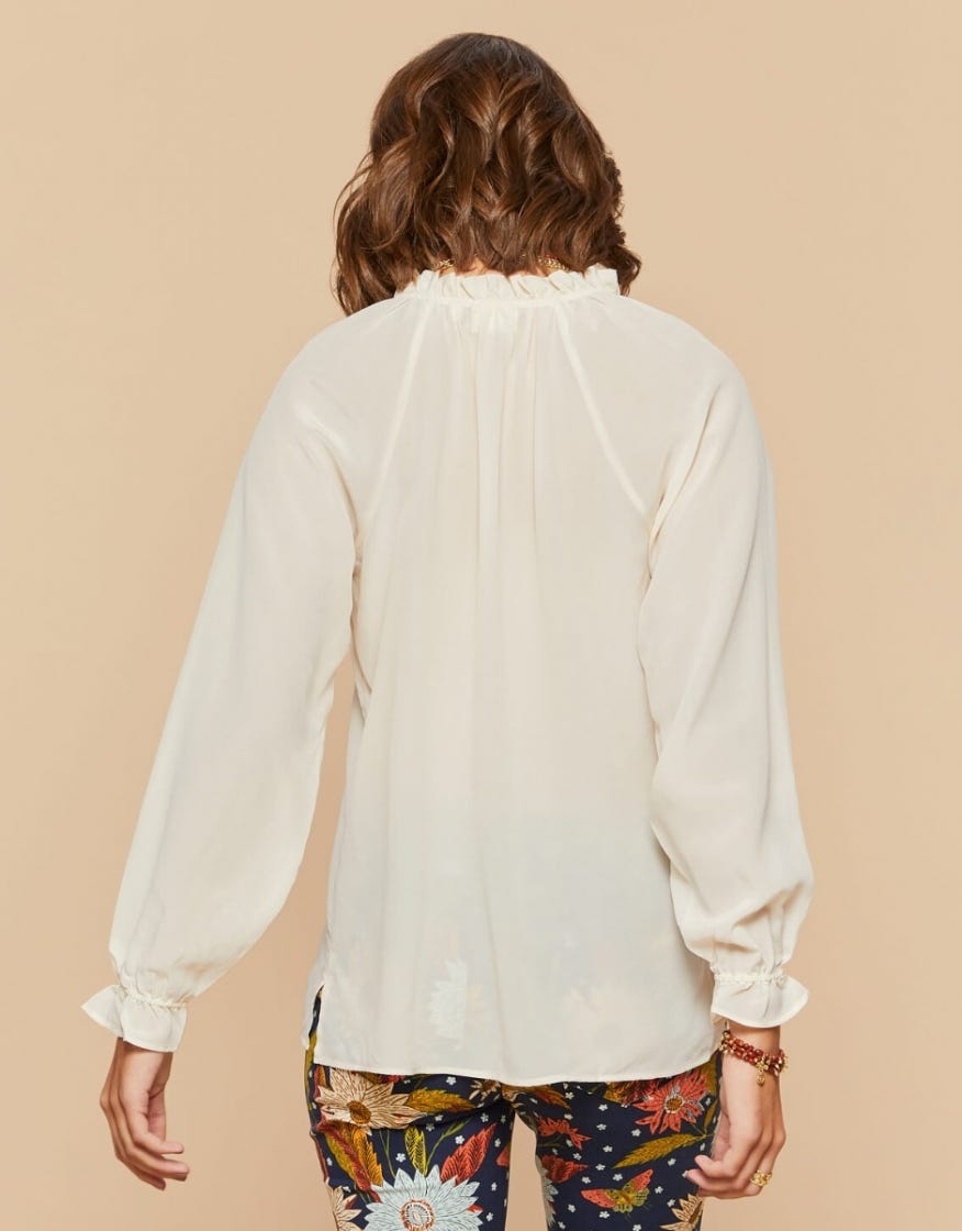 Josette Silk Ruffle Blouse - Buttercream