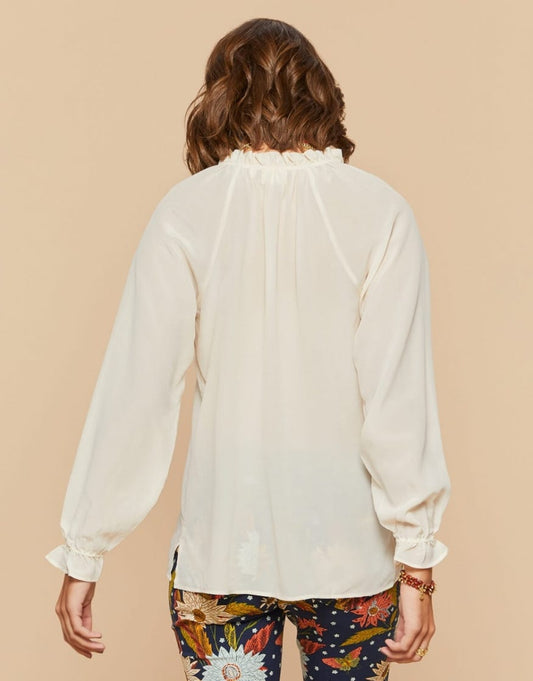 Josette Silk Ruffle Blouse - Buttercream