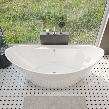 ALFI brand  AB8803 68 inch White Oval Acrylic Free Standing Soaking Bathtub
