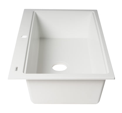 ALFI brand AB3418SBDI 33" Granite Composite Workstation Step Rim Single Bowl Drop In Sink with Accessories