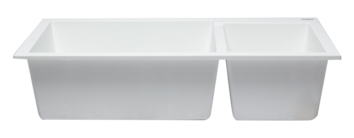 ALFI brand AB3319UM 34" Double Bowl Undermount Granite Composite Kitchen Sink