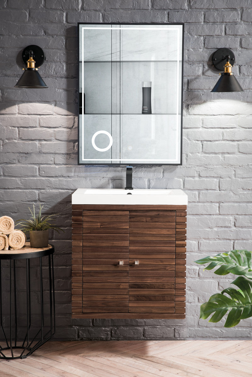 Linden 24" Single Vanity with White Glossy Composite Stone Top