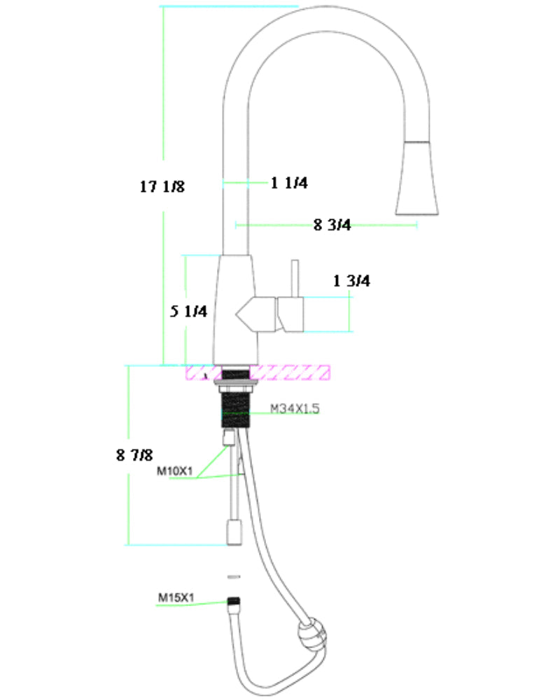 ALFI brand AB2034 Pull Down Single Hole Kitchen Faucet