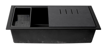 ALFI brand AB3418SBUM 33" Granite Composite Workstation Step Rim Single Bowl Undermount Sink with Accessories