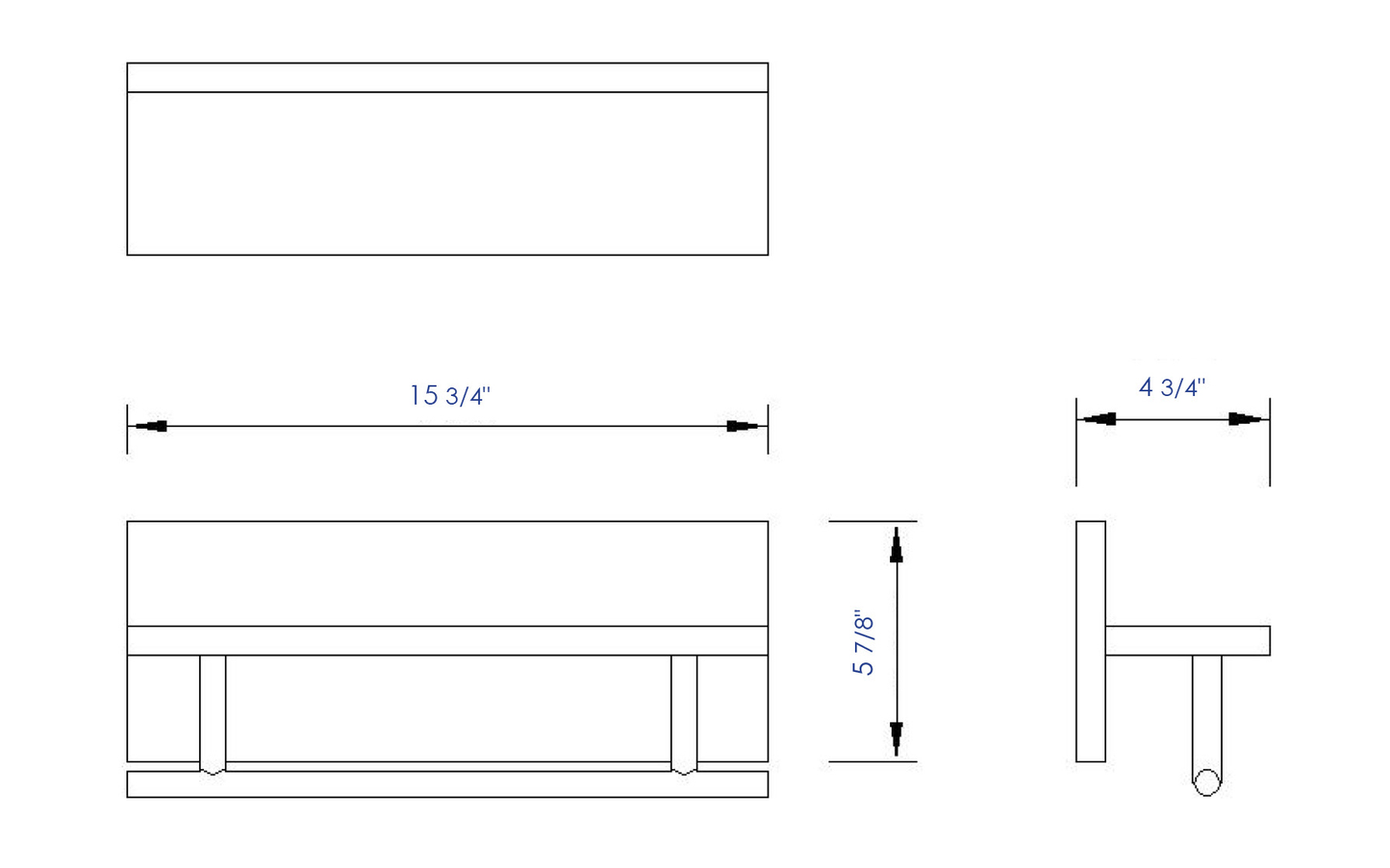 ALFI brand  AB5511 16" Wooden Shelf with Chrome Towel Bar Bathroom Accessory