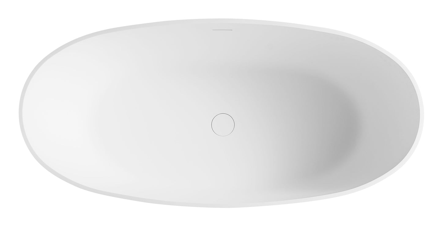 ALFI brand  AB9975BM 59" Black & White Matte Oval Solid Surface Resin Soaking Bathtub