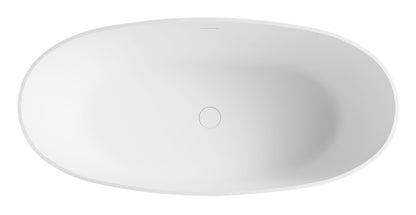 ALFI brand  AB9975BM 59" Black & White Matte Oval Solid Surface Resin Soaking Bathtub