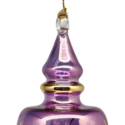 Double Pointed Blown Glass Box Ornament - Purple
