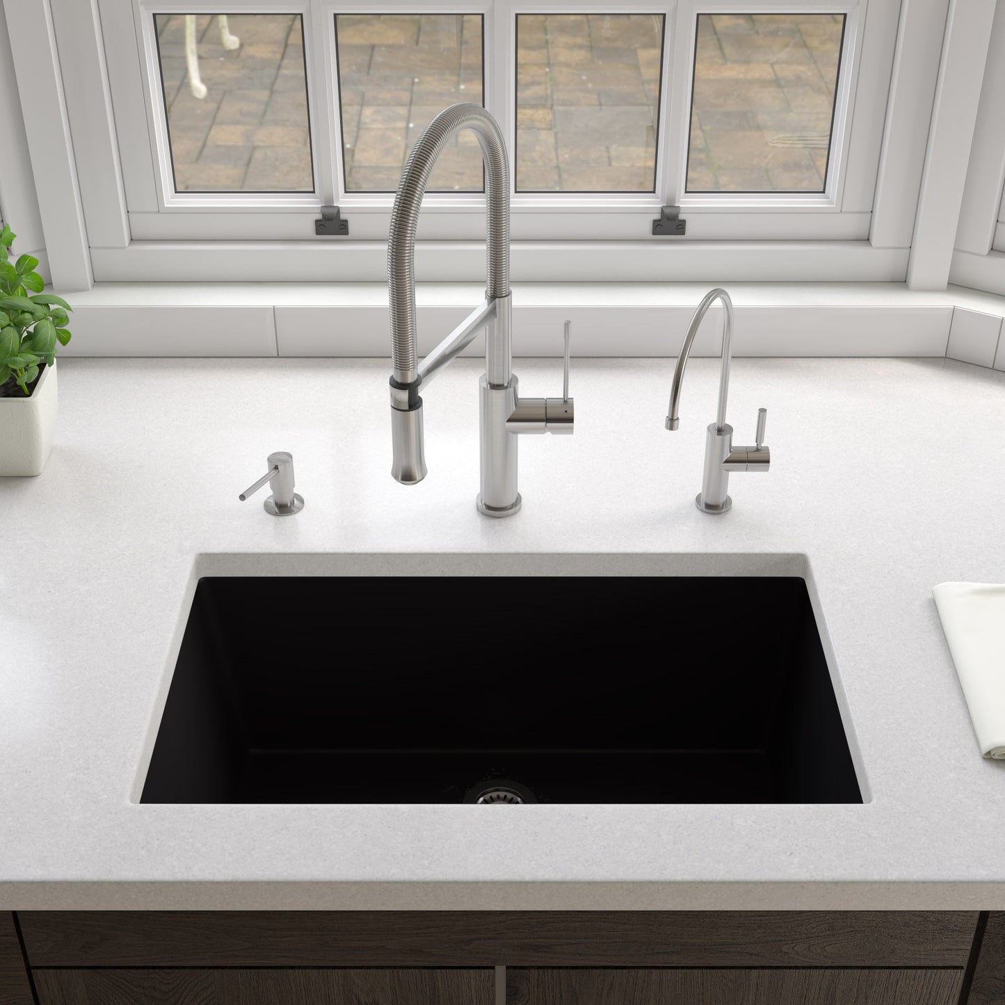 ALFI brand AB3018UD 30" x 18" Fireclay Undermount / Drop In Fireclay Kitchen Sink
