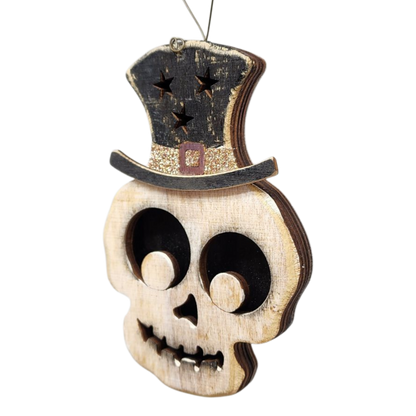 Whimsical Skull Top Hat Ornament