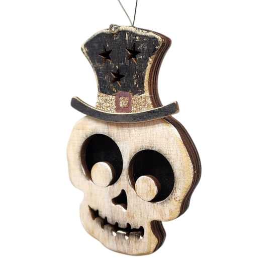 Whimsical Skull Top Hat Ornament