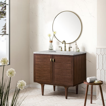 Amberly 36" Single Vanity Cabinet, Mid-Century Walnut