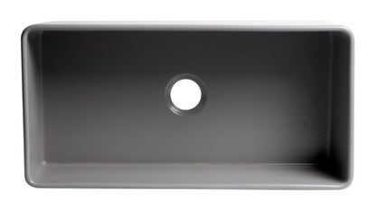 ALFI brand ABF3618 Smooth Apron 36" x 18" Single Bowl Fireclay Farm Sink