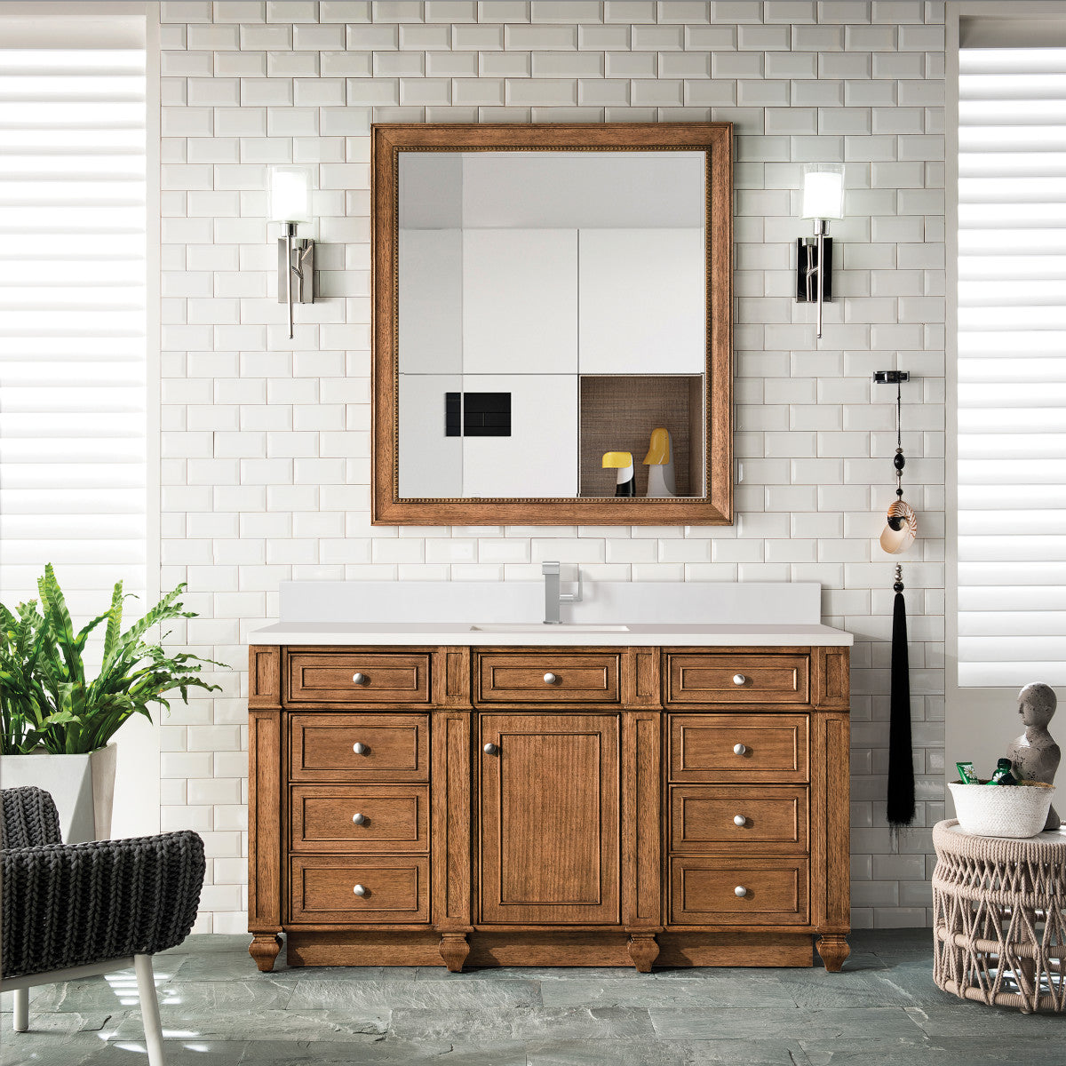 Bristol 60" Single Vanity Cabinet, Bright White