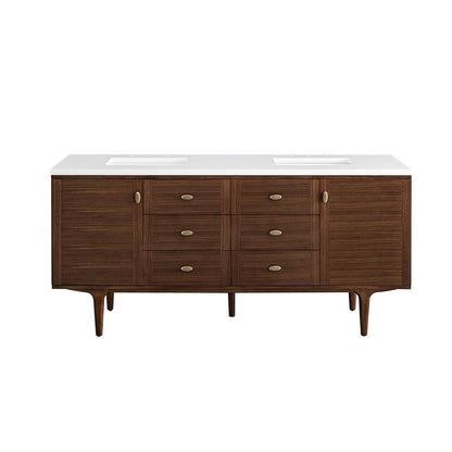 Amberly 72" Double Vanity Cabinet, Mid-Century Walnut