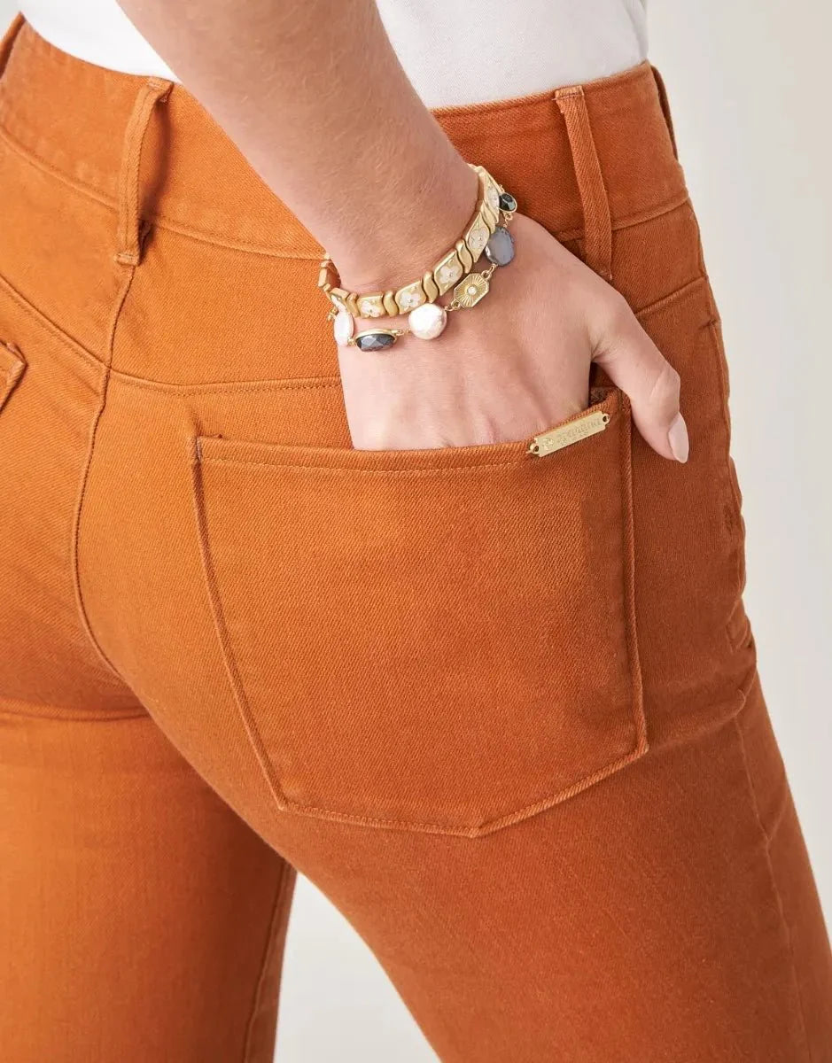 Juliette High Rise Denim Jeans - Cognac