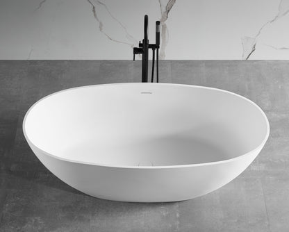 ALFI brand  AB9975 59" White Oval Solid Surface Resin Soaking Bathtub